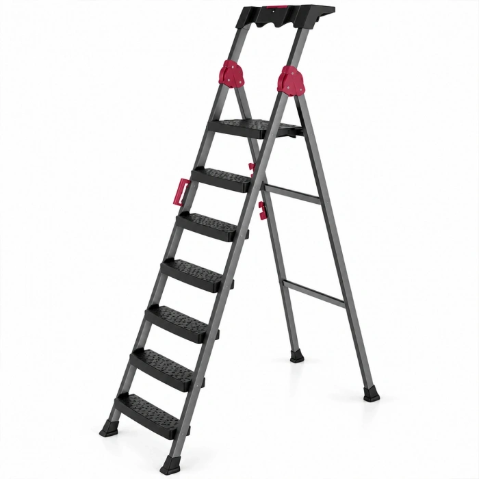 6+1 Basamaklı Metal Merdiven 150 kg Taşıma