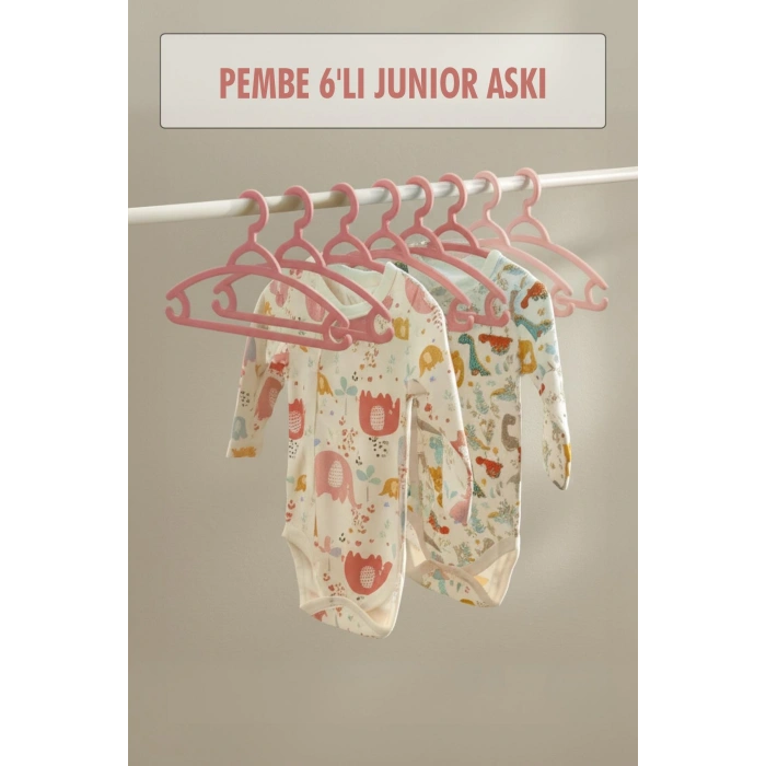 6?lı Bebek Askısı & Bebek Gardırop Askısı Pembe Set