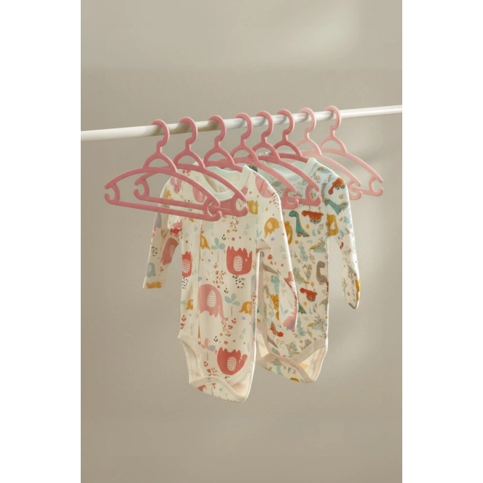 6?lı Bebek Askısı & Bebek Gardırop Askısı Pembe Set
