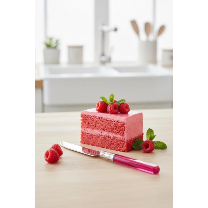 6?lı Paslanmaz Çelik Pembe Tatlı Bıçağı Seti
