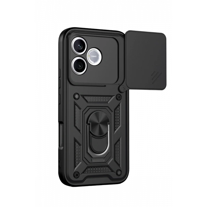 Huawei Honor 600 Lite Pars Lens Yüzüklü Silikon - Siyah