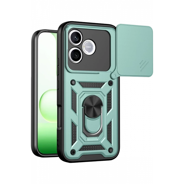 Huawei Honor 600 Lite Pars Lens Yüzüklü Silikon - Yeşil