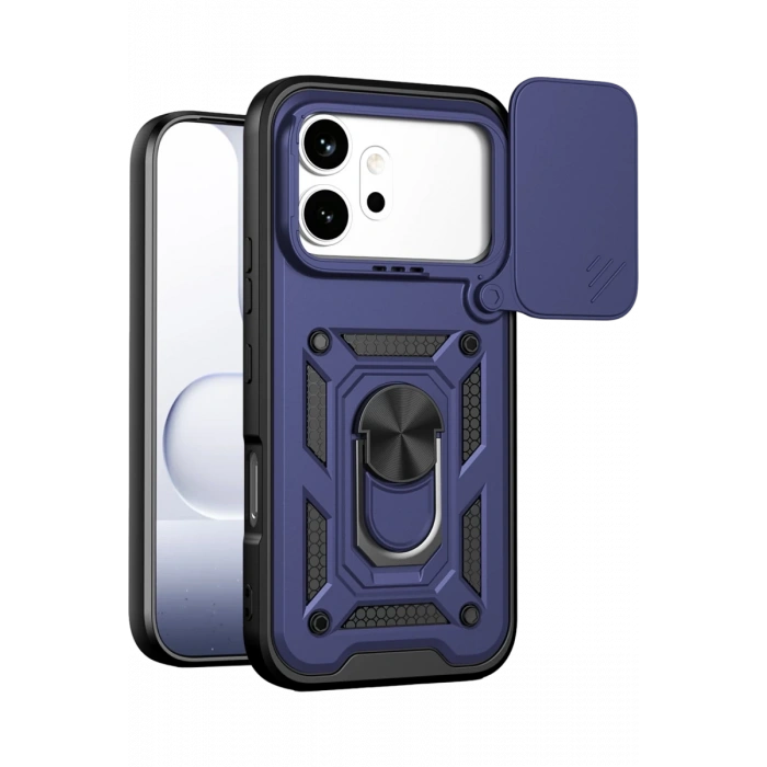 Huawei Honor 600 Pars Lens Yüzüklü Silikon - Lacivert