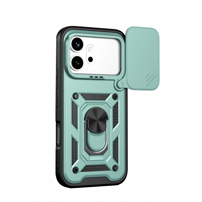 Huawei Honor 600 Pars Lens Yüzüklü Silikon - Yeşil