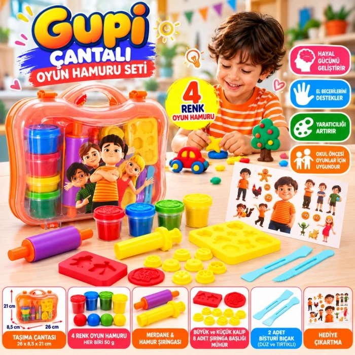 6716 OYUN HAMUR SET GUPİ PLSTK ÇNT 4X50GR 20PRÇ GUP