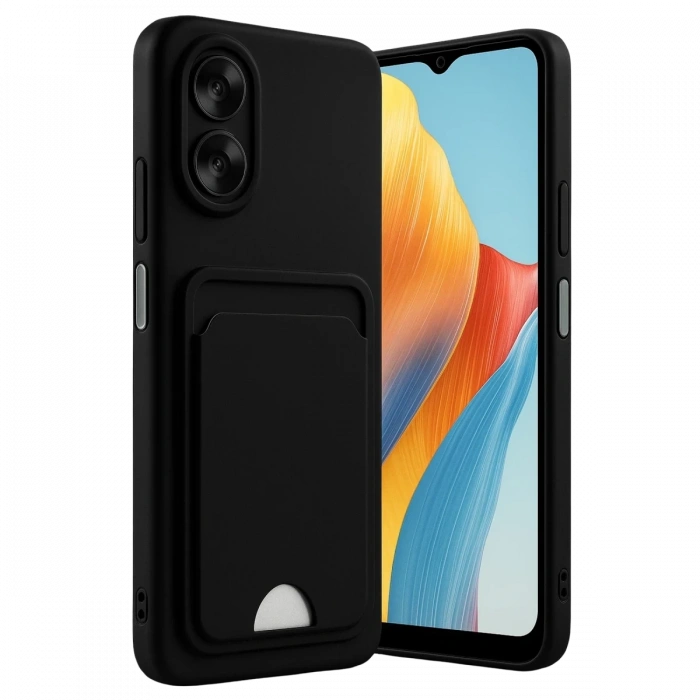 Oppo A38 Kılıf Kelvin Kartvizitli Silikon - Siyah