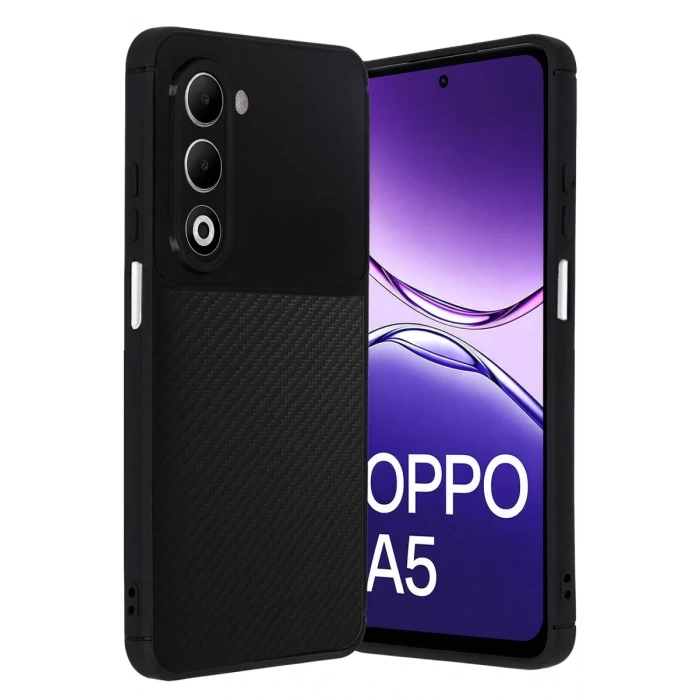 Oppo A5 4G Auto Focus Karbon Kapak - Siyah