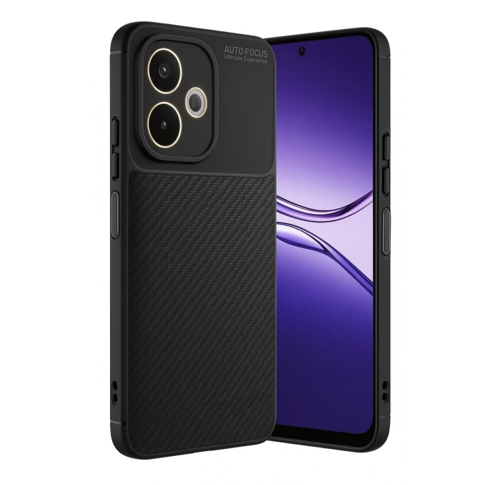 Oppo A5 Pro 4G Kılıf Auto Focus Karbon Kapak - Siyah