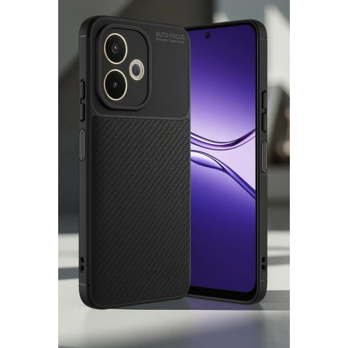 Oppo A5 Pro 4G Kılıf Auto Focus Karbon Kapak - Siyah