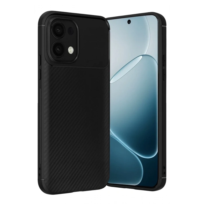 Oppo A6 Pro 4G Auto Focus Karbon Kapak - Siyah