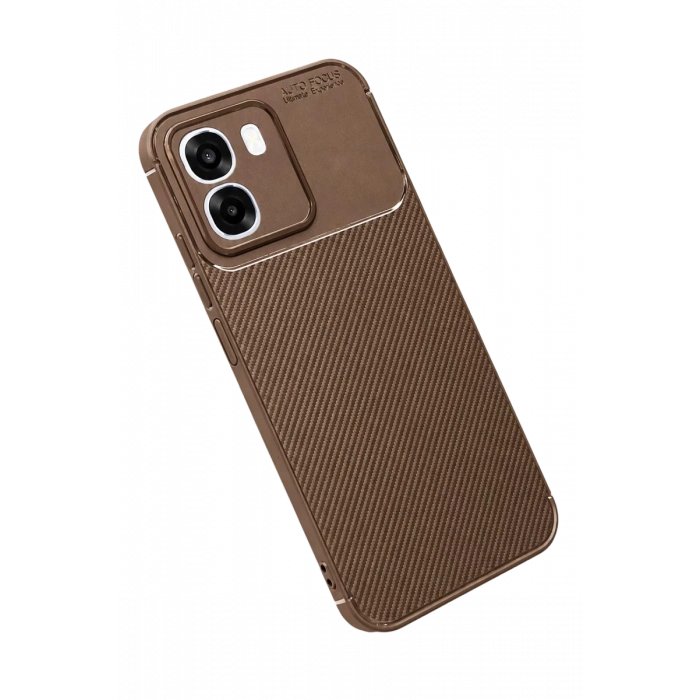 Oppo Oppo A6T 5G Auto Focus Karbon Kapak - Kahverengi