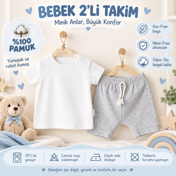 AC25894 2Li Basic Bebe Takım Grey Melange