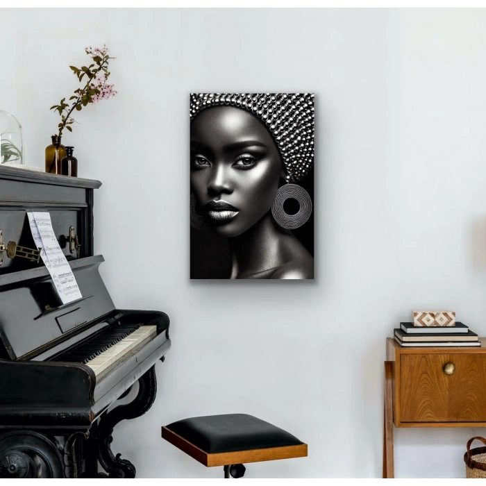 Afrikalı Siyahi Kadın Kanvas Tablo 70x100