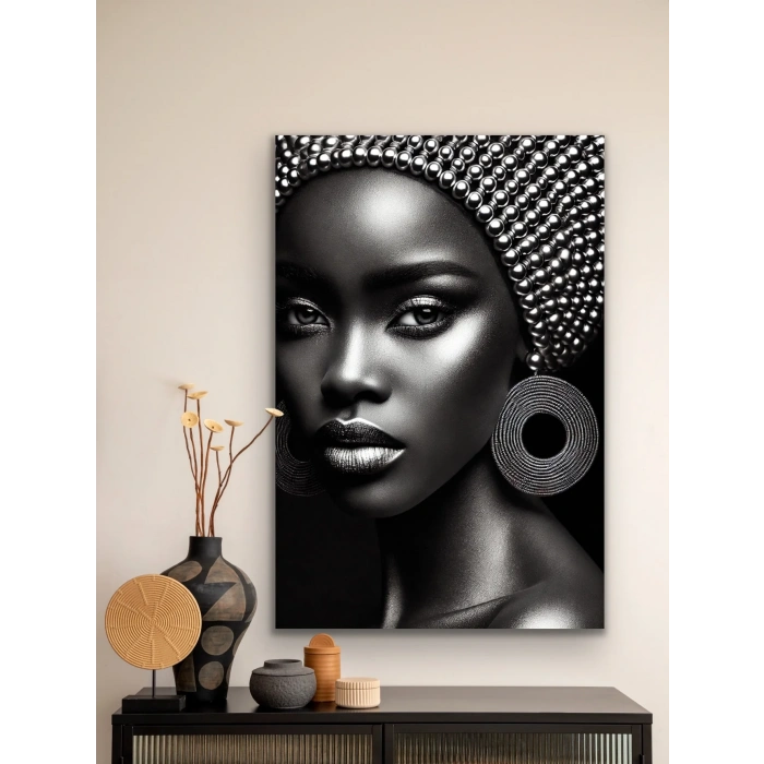 Afrikalı Siyahi Kadın Kanvas Tablo 70x100