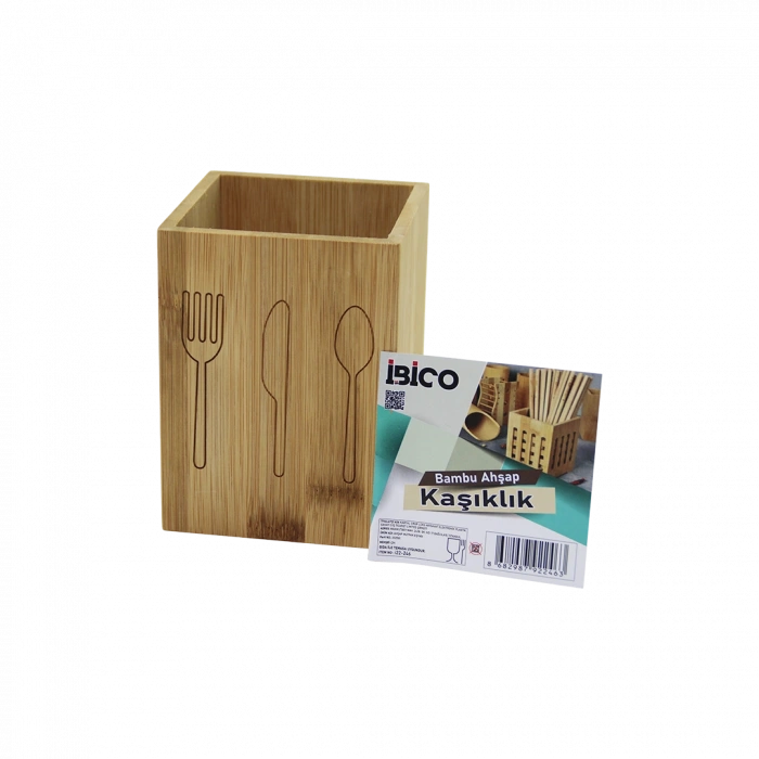 Ahşap Bambu Kaşıklık Organizer 9x9 cm