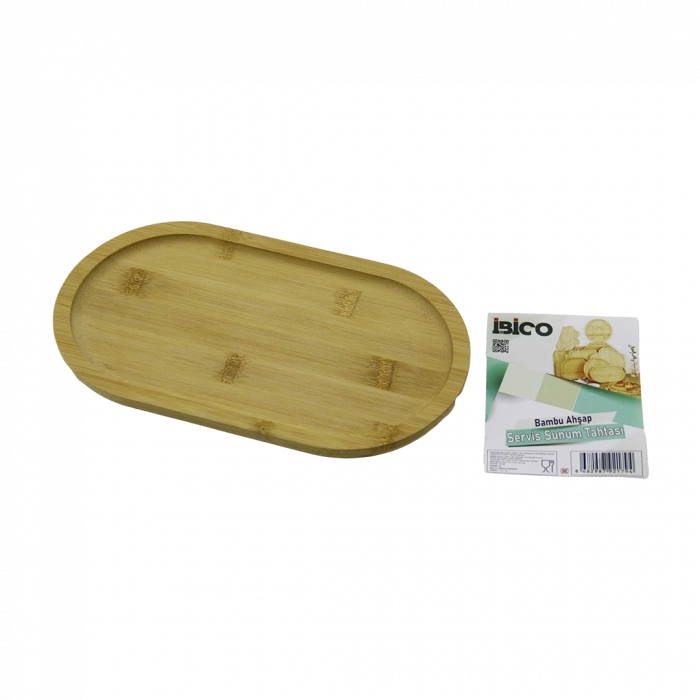 Ahşap Bambu Oval Mini Servis Tepsisi 25 x 14 x 1.4 cm