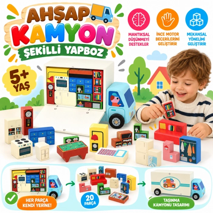 Ahşap Kamyon Şekilli Yapboz