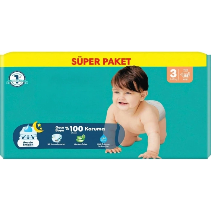 Aktif Bebek Süper Paket Bebek Bezi 3 Beden 58 Adet