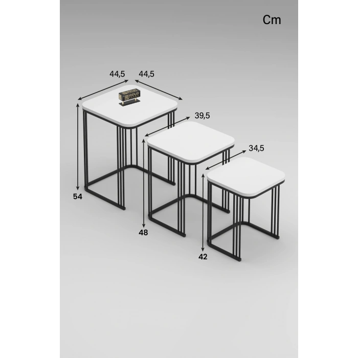 Alize Zigon Sehpa Beyaz 3lü