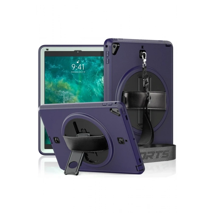 Apple iPad 5 Air 9.7 Kılıf Strap-C Otterbox Tablet Kapak - Lacivert