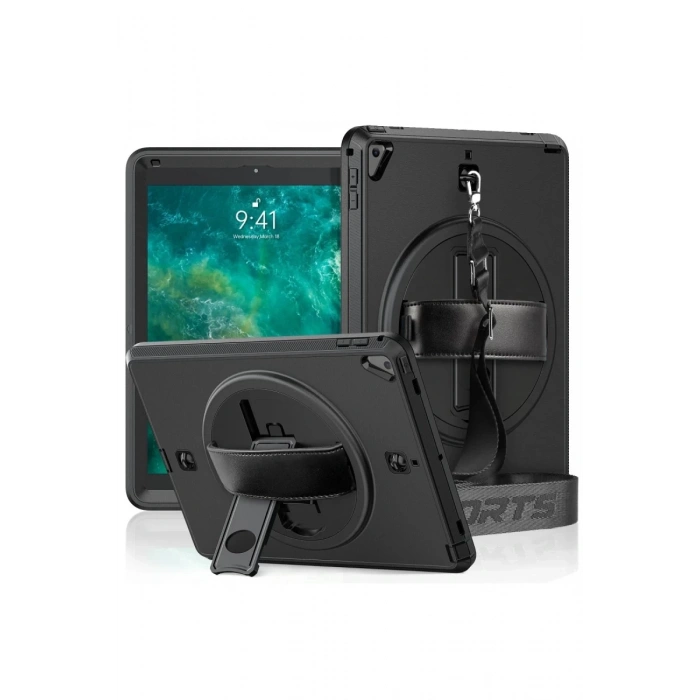 Apple iPad 5 Air 9.7 Kılıf Strap-C Otterbox Tablet Kapak - Siyah
