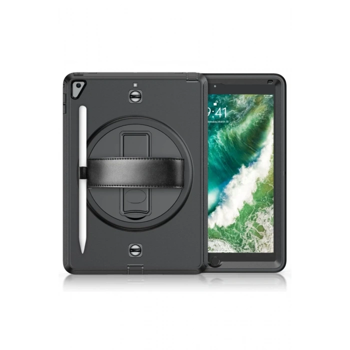 Apple iPad 5 Air 9.7 Kılıf Strap-C Otterbox Tablet Kapak - Siyah