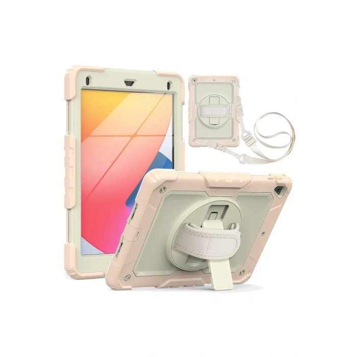 Apple iPad 5 Air 9.7 Kılıf Strap New Tablet Kapak - Pembe