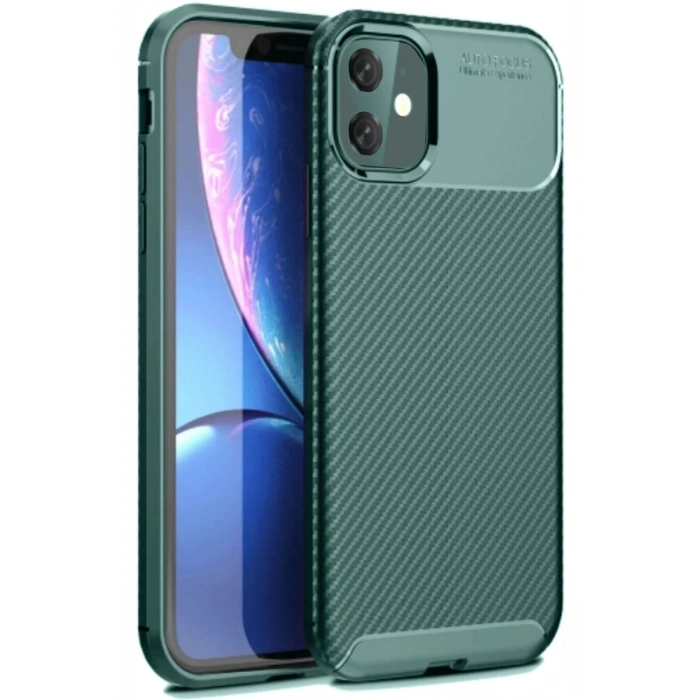 Apple iPhone 11 Kılıf Auto Focus Karbon Kapak - Koyu Yeşil