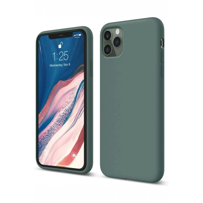 Apple iPhone 11 Pro Kılıf First Silikon - Koyu Yeşil
