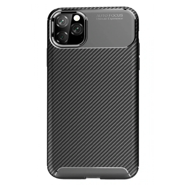 Apple iPhone 11 Pro Max Uyumlu Kılıf Auto Focus Karbon Kapak - Siyah