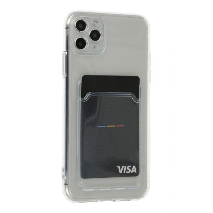 Apple iPhone 11 Pro Max Uyumlu Kılıf Kart Şeffaf Silikon - Şeffaf