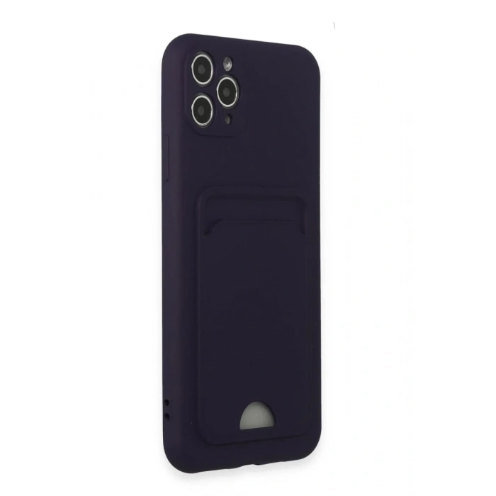 Apple iPhone 11 Pro Max Uyumlu Kılıf Kelvin Kartvizitli Silikon - Derin Mor