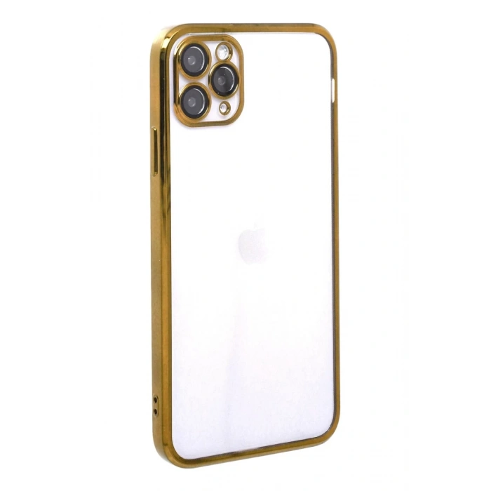 Apple iPhone 11 Pro Max Uyumlu Kılıf Lensli Silikon - Gold