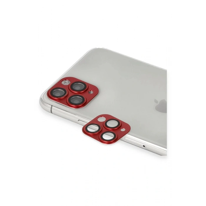Apple iPhone 11 Pro Max Uyumlu Pers Alüminyum Kamera Lens - Kırmızı