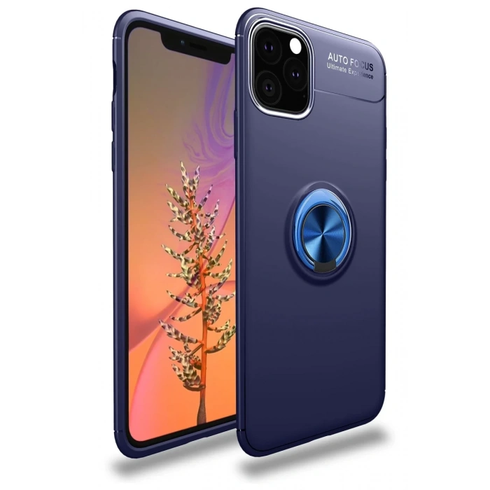Apple iPhone 11 Pro Uyumlu Kılıf Range Yüzüklü Silikon - Mavi