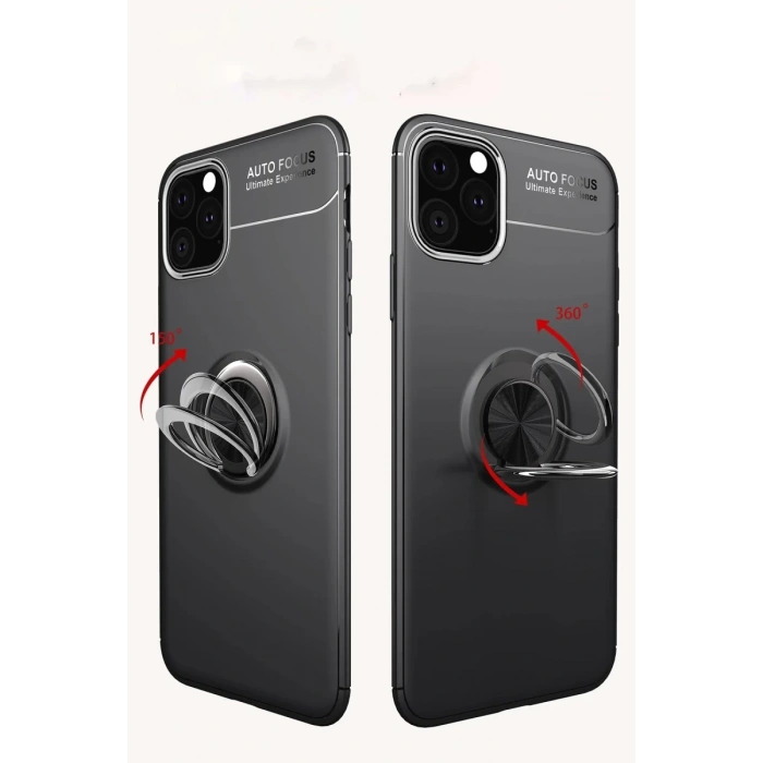 Apple iPhone 11 Pro Uyumlu Kılıf Range Yüzüklü Silikon - Siyah