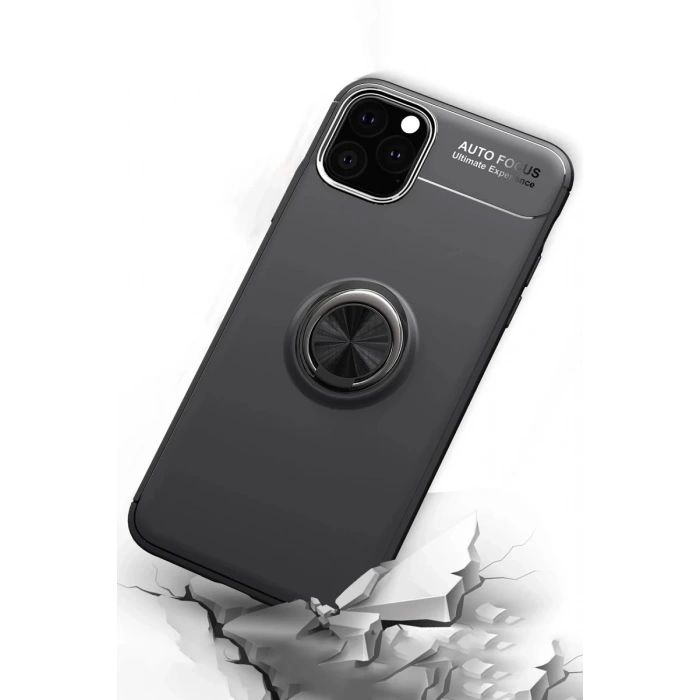 Apple iPhone 11 Pro Uyumlu Kılıf Range Yüzüklü Silikon - Siyah