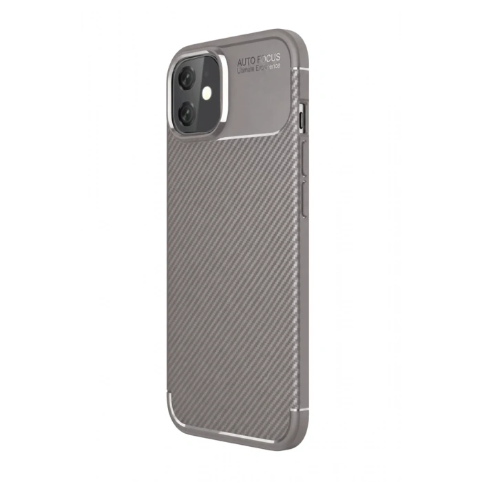Apple iPhone 11 Uyumlu Kılıf Auto Focus Karbon Kapak - Gri