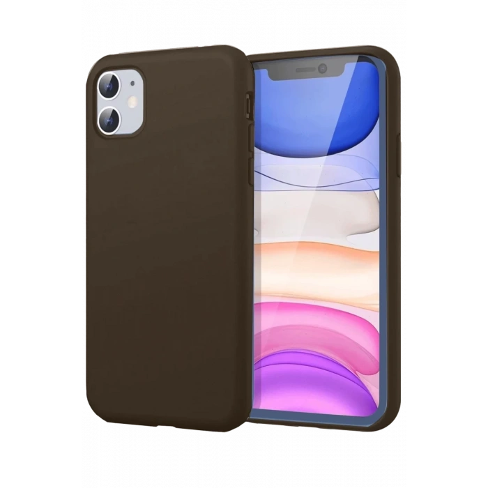 Apple iPhone 11 Uyumlu Kılıf First Silikon - Kahverengi