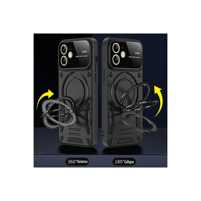 Apple iPhone 11 Uyumlu Kılıf Joy Lens Standlı Kapak - Mor