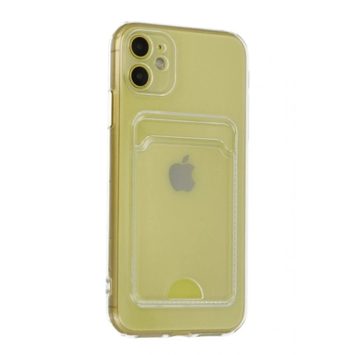 Apple iPhone 11 Uyumlu Kılıf Kart Şeffaf Silikon - Şeffaf