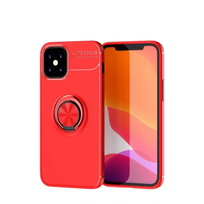 Apple iPhone 12 Mini Uyumlu Kılıf Range Yüzüklü Silikon - Kırmızı