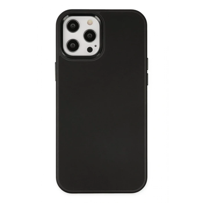 Apple iPhone 12 Pro Max Uyumlu Kılıf Asya Deri Silikon - Siyah