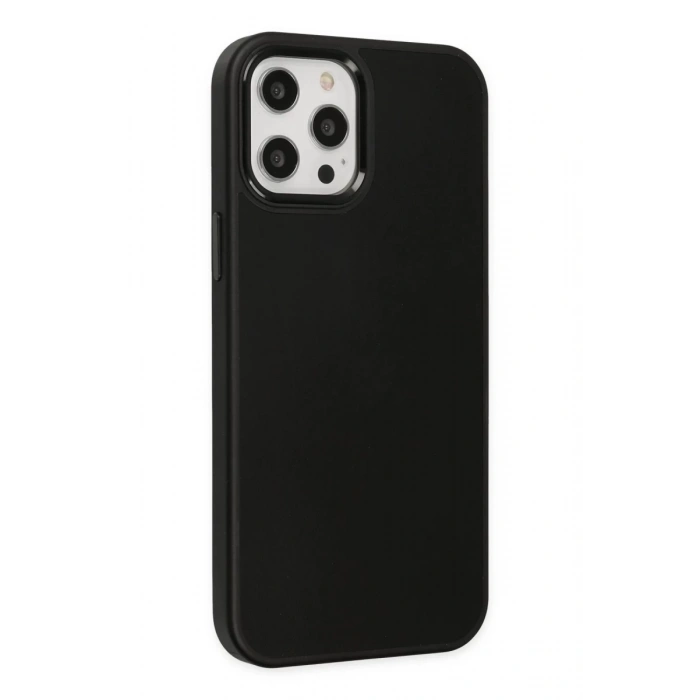 Apple iPhone 12 Pro Max Uyumlu Kılıf Asya Deri Silikon - Siyah