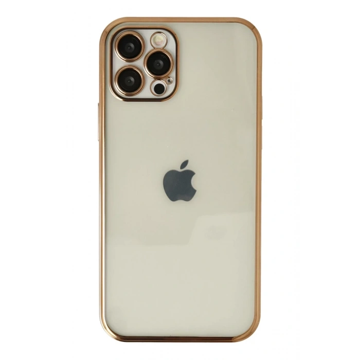 Apple iPhone 12 Pro Max Uyumlu Kılıf Lensli Silikon - Gold