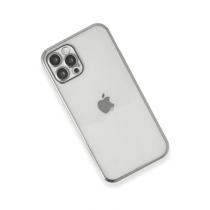 Apple iPhone 12 Pro Max Uyumlu Kılıf Lensli Silikon - Gümüş