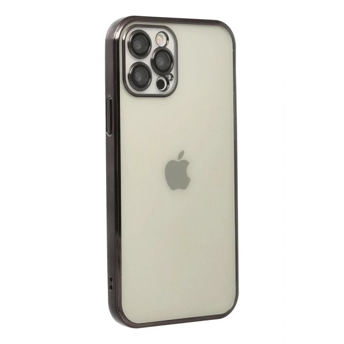 Apple iPhone 12 Pro Max Uyumlu Kılıf Lensli Silikon - Siyah