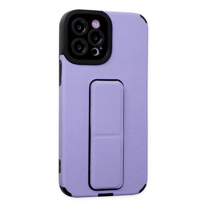 Apple iPhone 12 Pro Max Uyumlu Kılıf Mega Standlı Silikon - Lila