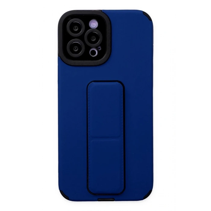 Apple iPhone 12 Pro Max Uyumlu Kılıf Mega Standlı Silikon - Mavi