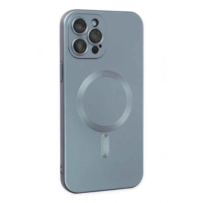Apple iPhone 12 Pro Max Uyumlu Kılıf Moshi Lens Magneticsafe Silikon - Sierra Blue